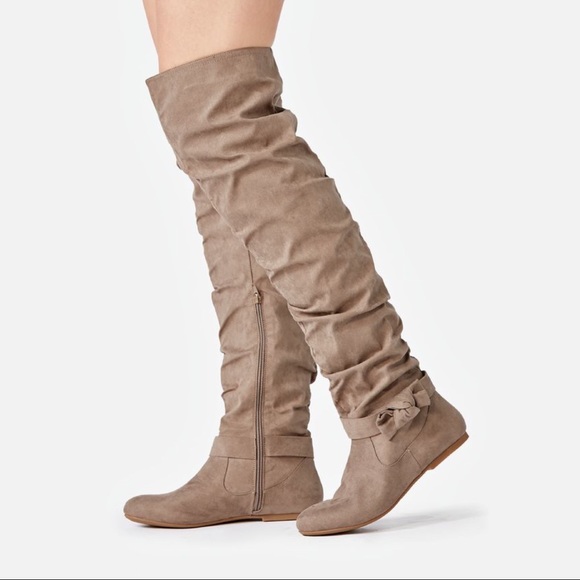 over the knee slouch flat boots